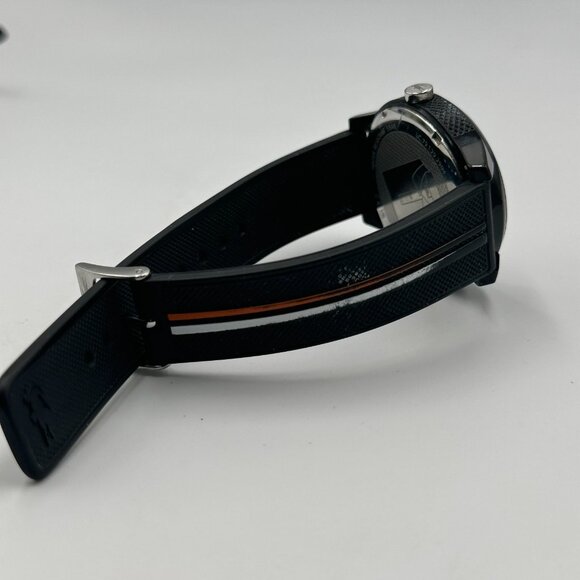 Lacoste Watch Men Black 42MM Round Dial Silicone Band New Battery 9.5" - Picture 8 of 12